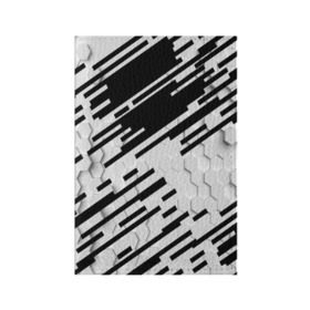 Обложка для паспорта матовая кожа с принтом HEXAGON - Black and White , натуральная матовая кожа | размер 19,3 х 13,7 см; прозрачные пластиковые крепления | Тематика изображения на принте: 