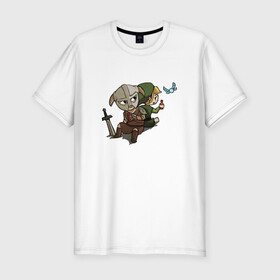 Мужская футболка хлопок Slim с принтом Skyim-Legend of Zelda  , 92% хлопок, 8% лайкра | приталенный силуэт, круглый вырез ворота, длина до линии бедра, короткий рукав | legend of zelda | довакин | зельда | линк | скайрим