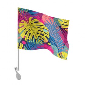 Флаг для автомобиля с принтом Тропики fashion , 100% полиэстер | Размер: 30*21 см | fashion | leaf | листья | мода | море | отдых | природа | тропики