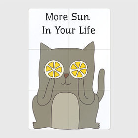 Магнитный плакат 2Х3 с принтом More Sun In Your Life , Полимерный материал с магнитным слоем | 6 деталей размером 9*9 см | cat | lemon | summer | кот | котэ | кошка | лето | лимон | солнце | сочный