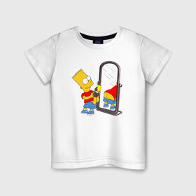 Детская футболка хлопок с принтом Bart Simpson , 100% хлопок | круглый вырез горловины, полуприлегающий силуэт, длина до линии бедер | Тематика изображения на принте: bart simpson | арт | барт симпсон | зеркало | мультсериал | симпсоны | фотоаппарат