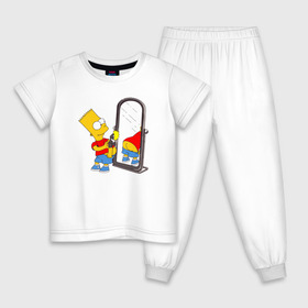 Детская пижама хлопок с принтом Bart Simpson , 100% хлопок |  брюки и футболка прямого кроя, без карманов, на брюках мягкая резинка на поясе и по низу штанин
 | bart simpson | арт | барт симпсон | зеркало | мультсериал | симпсоны | фотоаппарат