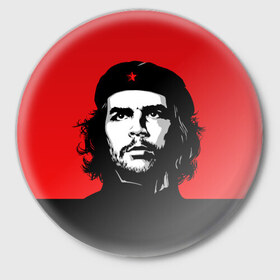 Значок с принтом Che Guevara ,  металл | круглая форма, металлическая застежка в виде булавки | 