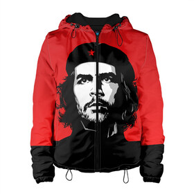 Женская куртка 3D с принтом Che Guevara , ткань верха — 100% полиэстер, подклад — флис | прямой крой, подол и капюшон оформлены резинкой с фиксаторами, два кармана без застежек по бокам, один большой потайной карман на груди. Карман на груди застегивается на липучку | 