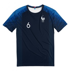 Мужская футболка 3D с принтом Pogba home WC 2018 , 100% полиэфир | прямой крой, круглый вырез горловины, длина до линии бедер | confederation | france | европы | конфедераций | кубок | мира | погба | поль | франция | чемпионат