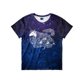 Детская футболка 3D с принтом Мечтающий Единорог , 100% гипоаллергенный полиэфир | прямой крой, круглый вырез горловины, длина до линии бедер, чуть спущенное плечо, ткань немного тянется | animal | art | cute | horse | imagination | magic | unicorn | арт | белый | волшебство | воображение | единорог | лошадь | магия | милый | рисунок | синий | сиреневый | сказка | сказочный | фантастика | фиолетовый | фэнтези