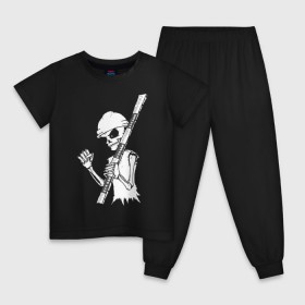 Детская пижама хлопок с принтом Скелетон геодезист 2 (бел.) , 100% хлопок |  брюки и футболка прямого кроя, без карманов, на брюках мягкая резинка на поясе и по низу штанин
 | 
