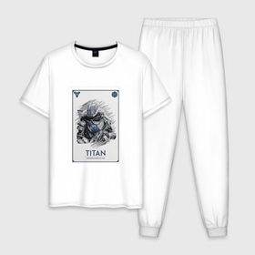 Мужская пижама хлопок с принтом DESTINY-TITAN , 100% хлопок | брюки и футболка прямого кроя, без карманов, на брюках мягкая резинка на поясе и по низу штанин
 | 
