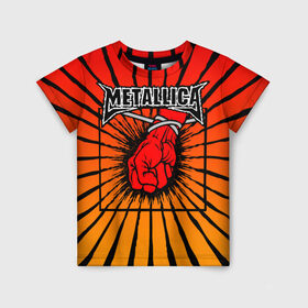 Детская футболка 3D с принтом Metallica , 100% гипоаллергенный полиэфир | прямой крой, круглый вырез горловины, длина до линии бедер, чуть спущенное плечо, ткань немного тянется | Тематика изображения на принте: anger | fans | metall | metallica | st | альбом | альбома | группа | логотип | металл | металлика | обложка | фанат