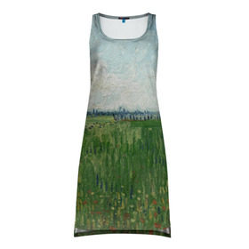 Платье-майка 3D с принтом Ван Гог. Сельские Дома , 100% полиэстер | полуприлегающий силуэт, широкие бретели, круглый вырез горловины, удлиненный подол сзади. | вангог | винсент | живопись | картина