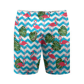 Мужские шорты 3D спортивные с принтом Морской Фламинго ,  |  | Тематика изображения на принте: волны | лето | море | розовый