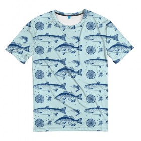 Мужская футболка 3D с принтом Любителям рыбалки , 100% полиэфир | прямой крой, круглый вырез горловины, длина до линии бедер | наживка | популярные | прикол | рыба | рыбалка | трофей | удочка | улов
