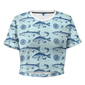 Женская футболка Cropp-top с принтом Любителям рыбалки , 100% полиэстер | круглая горловина, длина футболки до линии талии, рукава с отворотами | наживка | популярные | прикол | рыба | рыбалка | трофей | удочка | улов