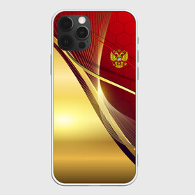 Чехол для iPhone 12 Pro с принтом RUSSIA SPORT: Red and Gold. , силикон | область печати: задняя сторона чехла, без боковых панелей | Тематика изображения на принте: abstract | design | geometry | hexagon | red and black | russia | sport | texture | абстракция | геометрия | герб | дизайн | патриот | патриотизм | россия | русский | соты | спорт | текстура | шестиугольники