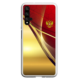 Чехол для Honor 20 с принтом RUSSIA SPORT Red and Gold , Силикон | Область печати: задняя сторона чехла, без боковых панелей | abstract | design | geometry | hexagon | red and black | russia | sport | texture | абстракция | геометрия | герб | дизайн | патриот | патриотизм | россия | русский | соты | спорт | текстура | шестиугольники