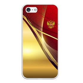 Чехол для iPhone 5/5S матовый с принтом RUSSIA SPORT Red and Gold , Силикон | Область печати: задняя сторона чехла, без боковых панелей | Тематика изображения на принте: abstract | design | geometry | hexagon | red and black | russia | sport | texture | абстракция | геометрия | герб | дизайн | патриот | патриотизм | россия | русский | соты | спорт | текстура | шестиугольники