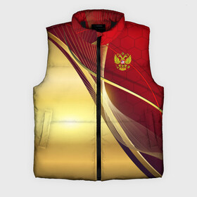 Мужской жилет утепленный 3D с принтом RUSSIA SPORT: Red and Gold. ,  |  | Тематика изображения на принте: abstract | design | geometry | hexagon | red and black | russia | sport | texture | абстракция | геометрия | герб | дизайн | патриот | патриотизм | россия | русский | соты | спорт | текстура | шестиугольники