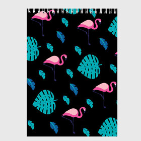Скетчбук с принтом Узор из фламинго , 100% бумага
 | 48 листов, плотность листов — 100 г/м2, плотность картонной обложки — 250 г/м2. Листы скреплены сверху удобной пружинной спиралью | африка | крылья | мода | прикольные | природа | птица | розовый | фламинго | цвет | яркие