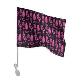 Флаг для автомобиля с принтом Светящийся фламинго , 100% полиэстер | Размер: 30*21 см | африка | крылья | мода | прикольные | природа | птица | розовый | фламинго | цвет | яркие
