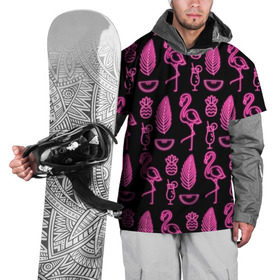 Накидка на куртку 3D с принтом Светящийся фламинго , 100% полиэстер |  | африка | крылья | мода | прикольные | природа | птица | розовый | фламинго | цвет | яркие