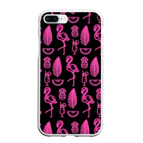 Чехол для iPhone 7Plus/8 Plus матовый с принтом Светящийся фламинго , Силикон | Область печати: задняя сторона чехла, без боковых панелей | Тематика изображения на принте: африка | крылья | мода | прикольные | природа | птица | розовый | фламинго | цвет | яркие