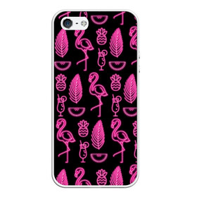Чехол для iPhone 5/5S матовый с принтом Светящийся фламинго , Силикон | Область печати: задняя сторона чехла, без боковых панелей | африка | крылья | мода | прикольные | природа | птица | розовый | фламинго | цвет | яркие