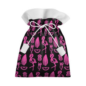 Подарочный 3D мешок с принтом Светящийся фламинго , 100% полиэстер | Размер: 29*39 см | африка | крылья | мода | прикольные | природа | птица | розовый | фламинго | цвет | яркие