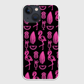 Чехол для iPhone 13 mini с принтом Светящийся фламинго ,  |  | африка | крылья | мода | прикольные | природа | птица | розовый | фламинго | цвет | яркие