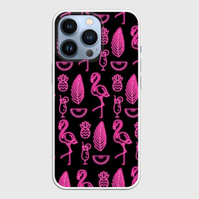 Чехол для iPhone 13 Pro с принтом Светящийся фламинго ,  |  | Тематика изображения на принте: африка | крылья | мода | прикольные | природа | птица | розовый | фламинго | цвет | яркие
