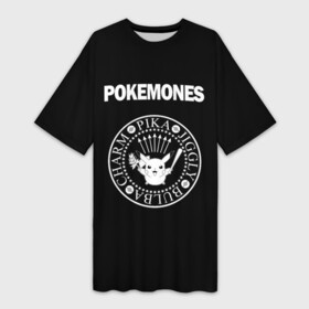 Платье-футболка 3D с принтом Pokemones ,  |  | группа | панк | пикачу | покемоны | рамон | рамонес | рамоунз | рамоунс | рок | хард