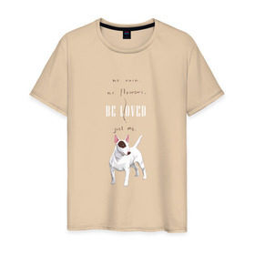 Мужская футболка хлопок с принтом Бультерьер , 100% хлопок | прямой крой, круглый вырез горловины, длина до линии бедер, слегка спущенное плечо. | dog | бультерьер | собака | терьер