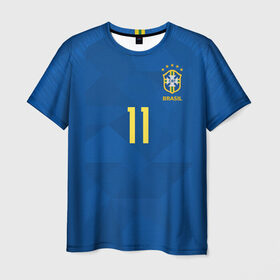 Мужская футболка 3D с принтом Coutinho away WC 2018 , 100% полиэфир | прямой крой, круглый вырез горловины, длина до линии бедер | brazil | coutinho | cup champions | league | world | бразилия | коутиньо