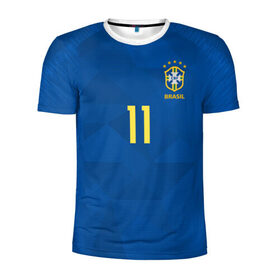 Мужская футболка 3D спортивная с принтом Coutinho away WC 2018 , 100% полиэстер с улучшенными характеристиками | приталенный силуэт, круглая горловина, широкие плечи, сужается к линии бедра | brazil | coutinho | cup champions | league | world | бразилия | коутиньо