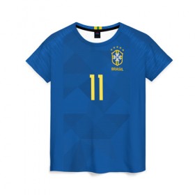 Женская футболка 3D с принтом Coutinho away WC 2018 , 100% полиэфир ( синтетическое хлопкоподобное полотно) | прямой крой, круглый вырез горловины, длина до линии бедер | Тематика изображения на принте: brazil | coutinho | cup champions | league | world | бразилия | коутиньо