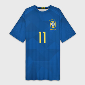 Платье-футболка 3D с принтом Coutinho away WC 2018 ,  |  | Тематика изображения на принте: brazil | coutinho | cup champions | league | world | бразилия | коутиньо