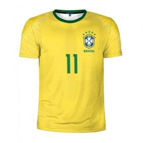 Мужская футболка 3D спортивная с принтом Coutinho home WC 2018 , 100% полиэстер с улучшенными характеристиками | приталенный силуэт, круглая горловина, широкие плечи, сужается к линии бедра | Тематика изображения на принте: brazil | coutinho | cup champions | league | world | бразилия | коутиньо