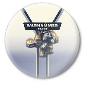 Значок с принтом Warhammer 40000: Tau Empire ,  металл | круглая форма, металлическая застежка в виде булавки | 40000 | game | rts | tau | warhammer | warhammer40000 | вархаммер | игры | тау