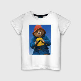 Детская футболка хлопок с принтом Паддингтон 2 , 100% хлопок | круглый вырез горловины, полуприлегающий силуэт, длина до линии бедер | англия | вокзал | комедия | медведь | мультфильм | паддингтона 2 | фэнтези | шляпа