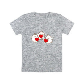 Детская футболка хлопок с принтом Molang Ангелочки , 100% хлопок | круглый вырез горловины, полуприлегающий силуэт, длина до линии бедер | 