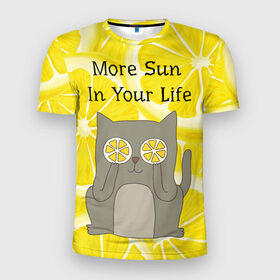 Мужская футболка 3D спортивная с принтом More Sun In Your Life , 100% полиэстер с улучшенными характеристиками | приталенный силуэт, круглая горловина, широкие плечи, сужается к линии бедра | Тематика изображения на принте: cat | kitty | lemon | lemonade | limon | pussycat | summer | жара | желтый | кот | котенок | котики | котэ | кошка | лемон | лемонад | лето | лимон | лимонад | позитив | серый | сок | солнце | сочный | фрукт | цитрус | черный | яркий