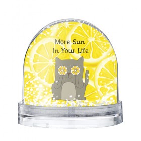 Водяной шар с принтом More Sun In Your Life , Пластик | Изображение внутри шара печатается на глянцевой фотобумаге с двух сторон | Тематика изображения на принте: cat | kitty | lemon | lemonade | limon | pussycat | summer | жара | желтый | кот | котенок | котики | котэ | кошка | лемон | лемонад | лето | лимон | лимонад | позитив | серый | сок | солнце | сочный | фрукт | цитрус | черный | яркий