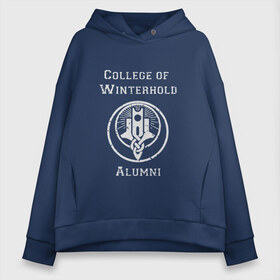 Женское худи Oversize хлопок с принтом College of Winterhold Alumni , френч-терри — 70% хлопок, 30% полиэстер. Мягкий теплый начес внутри —100% хлопок | боковые карманы, эластичные манжеты и нижняя кромка, капюшон на магнитной кнопке | college of winterhold alumni | nightingale crest faded | the elder scrolls