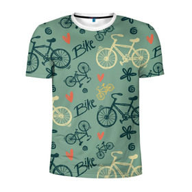 Мужская футболка 3D спортивная с принтом Велосипед Текстура , 100% полиэстер с улучшенными характеристиками | приталенный силуэт, круглая горловина, широкие плечи, сужается к линии бедра | байк | велик | вело | велосипед | велосипеды | велоспорт | с велосипедом | спорт