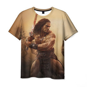 Мужская футболка 3D с принтом Conan Exiles, Conan, Хайбория, А`канна, Конан , 100% полиэфир | прямой крой, круглый вырез горловины, длина до линии бедер | 