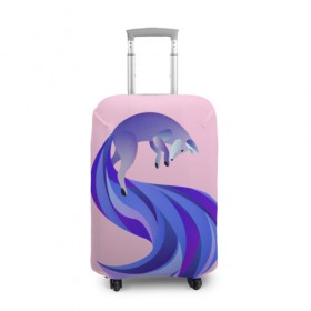 Чехол для чемодана 3D с принтом Лиса , 86% полиэфир, 14% спандекс | двустороннее нанесение принта, прорези для ручек и колес | волна | лиса | розовый | синий