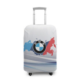 Чехол для чемодана 3D с принтом BMW BRAND SPORT , 86% полиэфир, 14% спандекс | двустороннее нанесение принта, прорези для ручек и колес | 