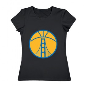 Женская футболка хлопок с принтом Golden State Warriors , 100% хлопок | прямой крой, круглый вырез горловины, длина до линии бедер, слегка спущенное плечо | 