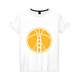 Женская футболка хлопок с принтом Golden State Warriors , 100% хлопок | прямой крой, круглый вырез горловины, длина до линии бедер, слегка спущенное плечо | basketball | golden state warriors | nba | баскетбол | голден стэйт уорриорз | нба
