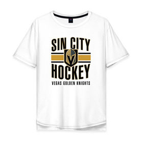 Мужская футболка хлопок Oversize с принтом Sin City Hockey , 100% хлопок | свободный крой, круглый ворот, “спинка” длиннее передней части | Тематика изображения на принте: nhl | stanley cup | vegas golden knights | vegas knights | вегас голден найтс | вегас найтс | кубок стенли | кубок стэнли | нхл | хоккей | хоккейный клуб