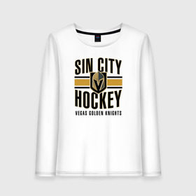 Женский лонгслив хлопок с принтом Sin City Hockey , 100% хлопок |  | nhl | stanley cup | vegas golden knights | vegas knights | вегас голден найтс | вегас найтс | кубок стенли | кубок стэнли | нхл | хоккей | хоккейный клуб